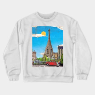 Eiffel Tower Paris France Cityscape Illustration Art Crewneck Sweatshirt